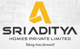 Logo of Sri Aditya Homes Private Limited, featuring a stylized house design with the company name.