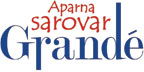 Aparna Sarovar Grande logo featuring elegant design with a blend of blue and gold colors.