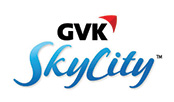 Logo for GVK Sky City, featuring a modern design with sleek lines and a vibrant color scheme.